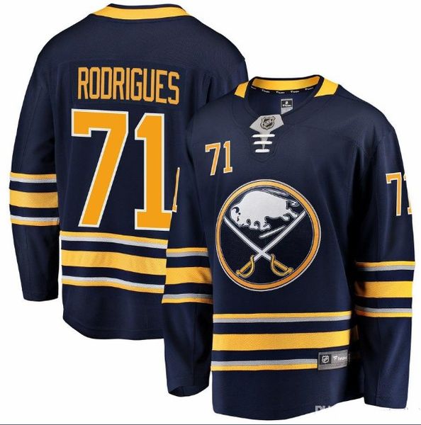

youth premier 71 evan rodrigues men's navy blue hockey jersey home buffalo breakaway player away team color sabres white 50th season wo, Black;red