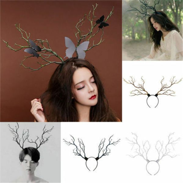 

gothic antler butterfly headdress deer horn tree branches headband jewelry vintage wedding cosplay halloween x-mas accessories