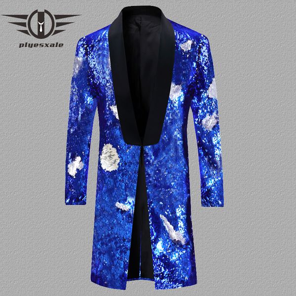 

color changing shiny blazer tuxedo red blue green purple gold silver sequin blazers mens long blazer jacket dj club dress q227, White;black