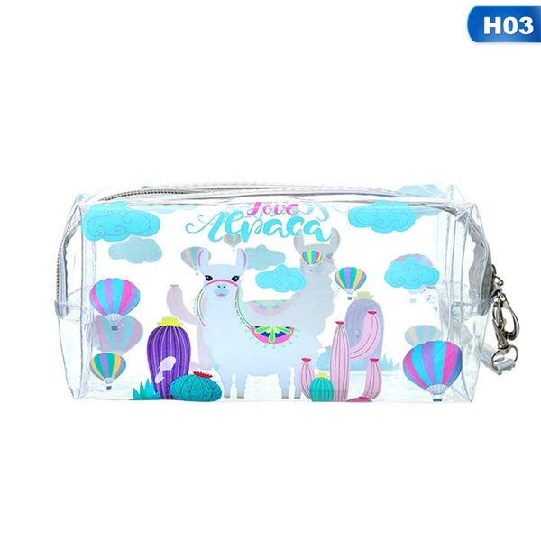 

1pcs cute unicorn alpaca transparent pvc pencil case kawaii pencil bag stationery gift office school supplies