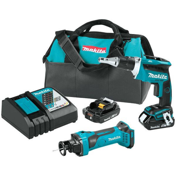 

Makita xt255r 18 volt 2 tool cordle crewdriver and cut out tool combo kit