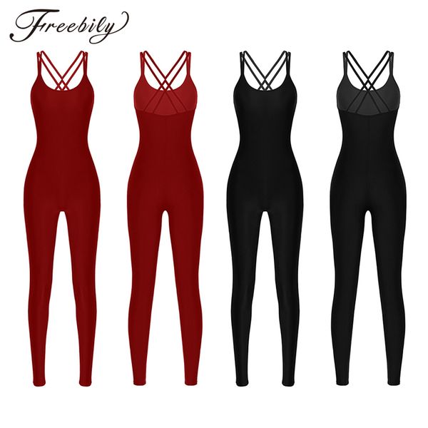

sleeveless double spaghetti straps gymnastics unitards jumpsuit ballet leotard women figure skating wear dance costume, Black;red