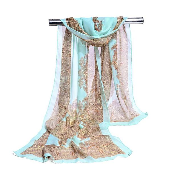 

2019 лето кешью цветы печатные шифон шарфы женщины boho бич шаль девушки элегантные дамы повседневный длинный мягкий шарф wrap, Blue;gray