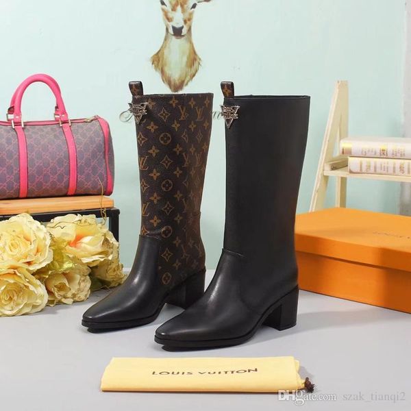 

2020 new fashion luxury ladies boots fashionable comfortable leather women's boots presbyopia martin boots 12 inch size 35-42, Black