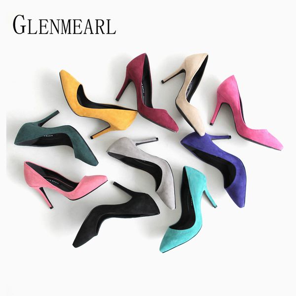 

heels women pumps female high heel women shoes colorful pointed toe solid casual shoes dress shoes new arrival 2019 plus size de y200702, Black