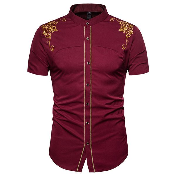 

летние мужские рубашки с принтом цветочные топы с коротким рукавом повседневная мужская одежда вышивка сплошной цвет, White;black