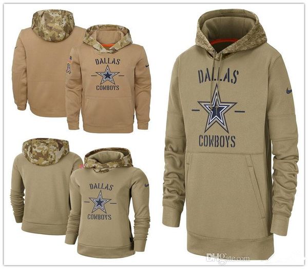 

dallasamerican men women youth football sweatshirt cowboys 2019 salute to service sideline therma pullover hoodie tan, Blue;black