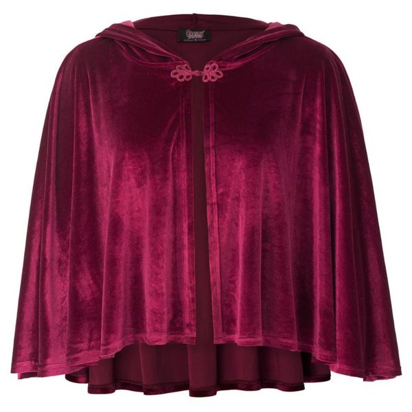 

women bolero shrug jacket medieval victorian renaissance steampunk button velvet cloak hooded cape for wedding party, Black;brown
