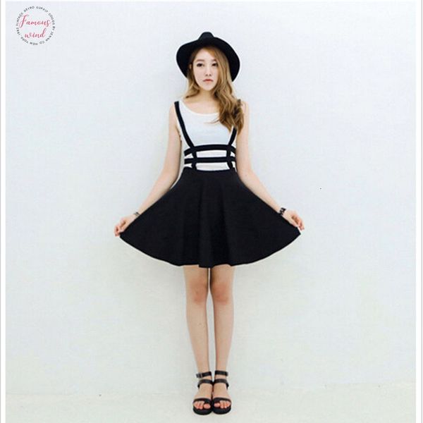 

faldas autumn overall skater skirt with suspenders a line skirts womens braces zipper hollow out black suspender pleated skirt jupe bzd