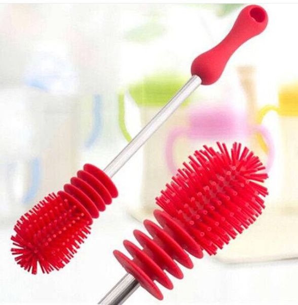

2019 wholesales new 360 degree rotating long handle silicone head milk feed bottle clean brush