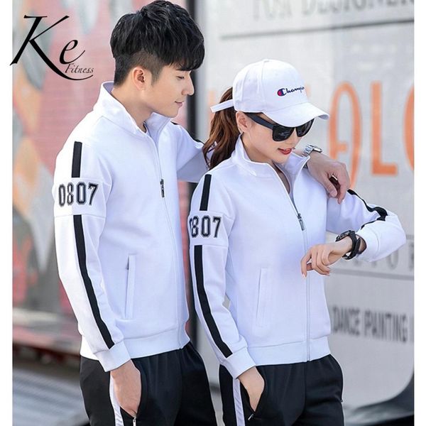 

ke sportswear suit white men woman spring autumn new two-piece large size plus extra 6xl sportswear girls lovers wear tracksuit, White;black