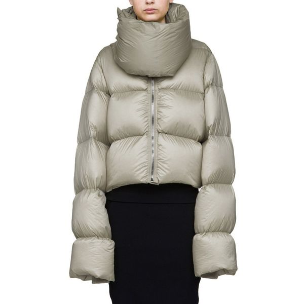 

high-collar thicker ultra-long sleeve snow wear white duck down coat european 2018 winter jacket women short outerwear a969, Black