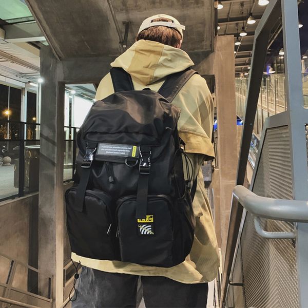 

hip hop backpacks men women 2020 hasp vintage korean multi pockets streetwear harajuku backpacks school bags male 2020 fashion