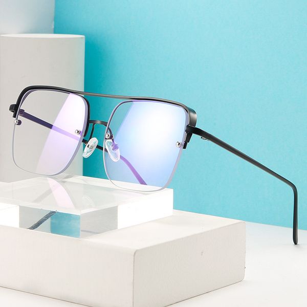 

2020 women new designer luxtury half frame sunglasses fashion golden metal frame computer goggles shades oculos, White;black