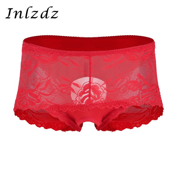 

underwear mens type c high waisted crotchless see though sheer ruffle lace bikini briefs shorts stretch sissy triangle underwear, Black;white