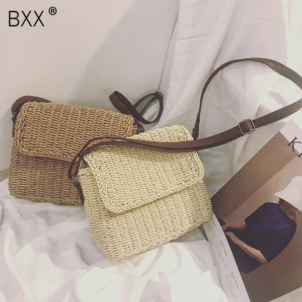 

bxx] 2020 summer women shoulder bag hand made straw handbags woven flap girls beach all-match travel crossbody bag he282