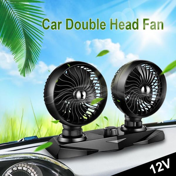 

12v 24v car fan 360 rotation adjustable dual head car auto cooling air fan- powerful quiet 2 speed rotatable dashboard auto fan