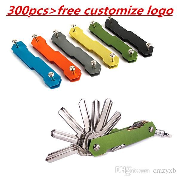 

multifunction key holder edc aluminum smart key wallet key organizer metal keychain, Silver