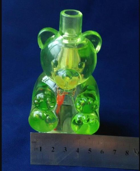 Três - cor cute urso Hookah bongs de vidro acessórios, vidro cachimbos coloridos mini-multi-cores Pipes mão Glas Melhor colher