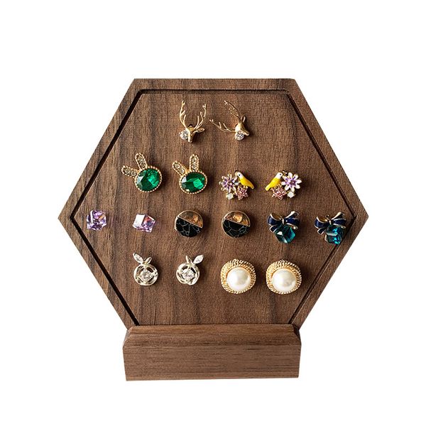 

black walnut solid wood earrings display holder jewelry display stand, Pink;blue