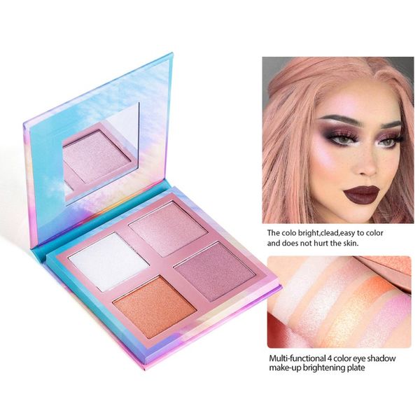 

4 color long-lasting easy to wear shimmer eye shadow palette 3 in 1 highlighter eyeshadow blush new