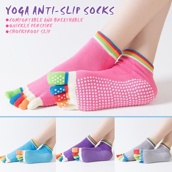 

1 pair women yoga socks anti slip breathable for fitness pilates sports training sec88, Black