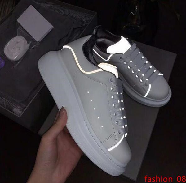 

блестящие флуоресцентные светоотражающие 3 м белые повседневные туфли на платформе кроссовки мужчины женщины кожа комфорт досуг дамы chaussu