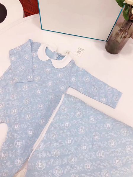 

New newborn baby cotton romper pring autumn infant jump uit blanket 2pc et boy girl print long leeve leep uit, Blue