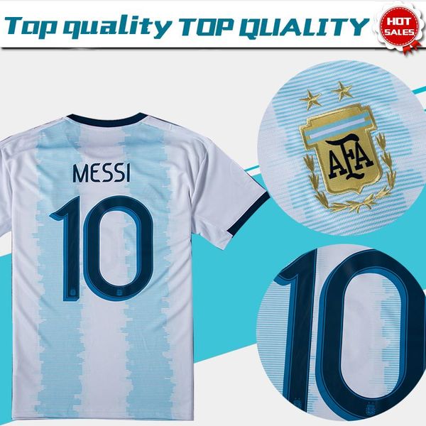 

2019 copa america argentina home blue white soccer jersey 19 20 #10 messi soccer shirt #9 aguero short sleeve football uniforms sales s-4xl, Black;yellow