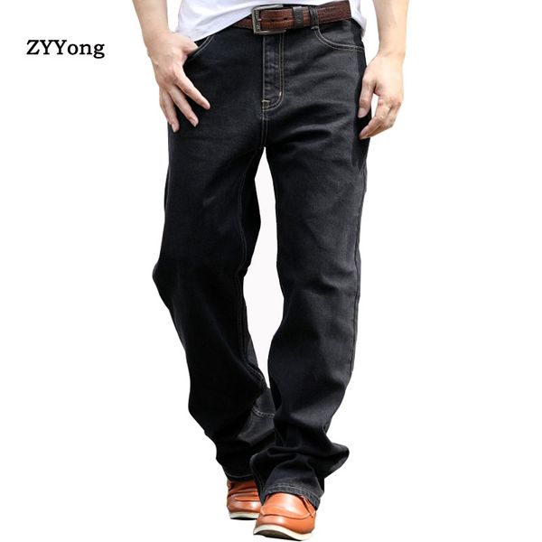

zyyong men's jeans wide-leg jeans loose hip-hop skateboard black casual straight pants harem loose men's trousers 28-44, Blue