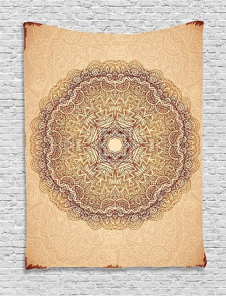 

mandala tapestry authentic mystical meditative inner sign henna motif with repeating lines wall hanging for living room dorm