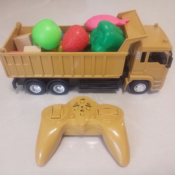 

rc cars dump truck toys for children boys xmas birthday gifts yellow color rc engineering truck model beach toys transporter
