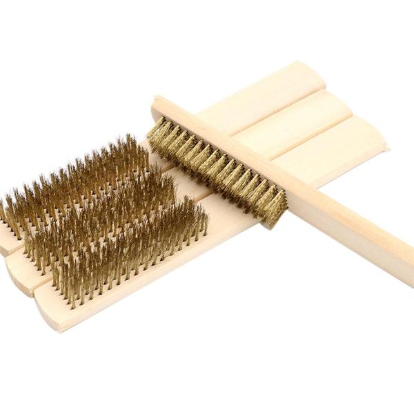 

portable cleaning industrial 6x16 row wooden handle polishing wire brush practical grinding rust removal tools long durable