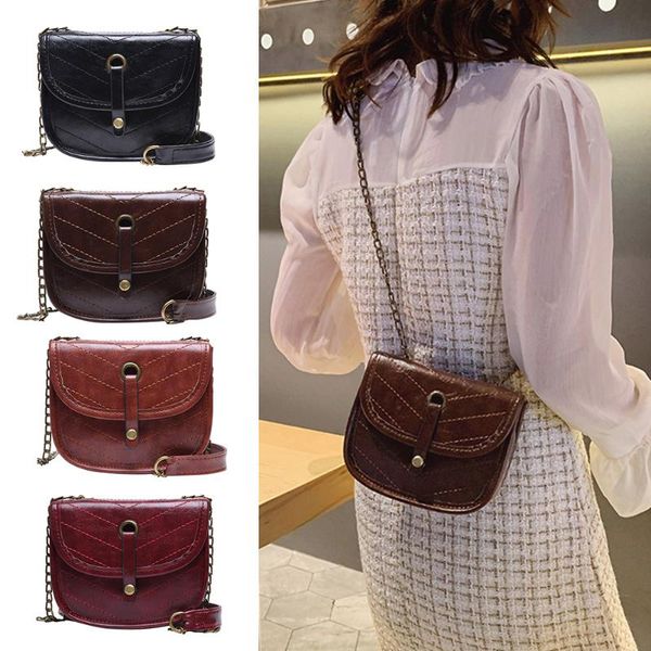 

elegant solid women pu leather chain shoulder messenger shoulder handbags pu leather female crossbody bags