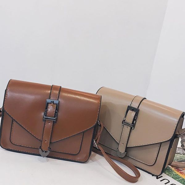 

women pu leather bags 2019 solid color fashion messenger simple retro shoulder bag versatile satchels bags coin purse