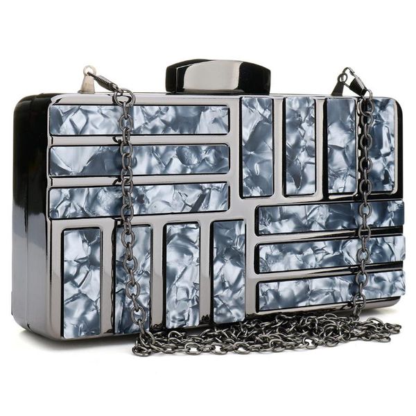 

solid marble stripe acrylic women clutch bag elegant chain shoulder bag female handbag nobby blue champagne pink bolsas mujer