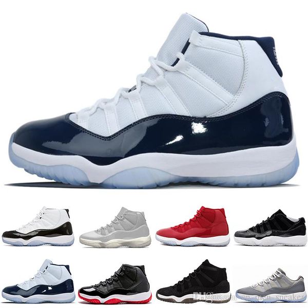 

11 11s platinum tint midnight navy men basketball shoes gym red bred prm heiress barons concord 45 cool grey mens sports sneakers, White;red