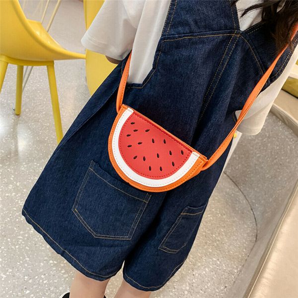 

kids cute fruit pu leather coin change purse bags women girl mini crossbody bags, White