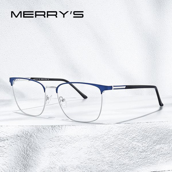 

merrys design men luxury alloy optics glasses frames male square ultralight myopia prescription glasses fashion style s2058, Black