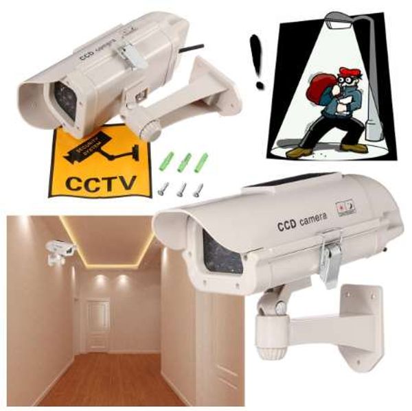 Simulazione esterna Telecamera fittizia CCTV Sorveglianza domestica Sicurezza Mini telecamera LED lampeggiante Telecamera finta Energia solare