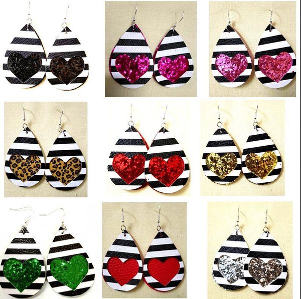 

20pairs lot new boho green glitter earrings trendy faux leather earrings for women earing christmas jewelry accesorios mujer, Silver