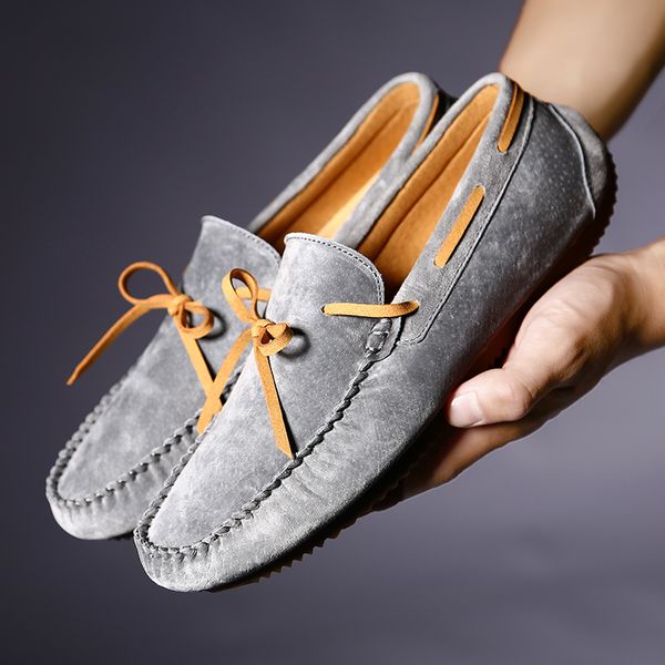 

fashion casual men shoes autumn male loafers genuine leather soft flats loafers male moccasin driving shoes men big size hc-447, Black