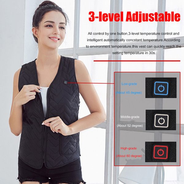 

fashion casual heating vest winter body heating clothes electric warming vest jacket coat, Black;white