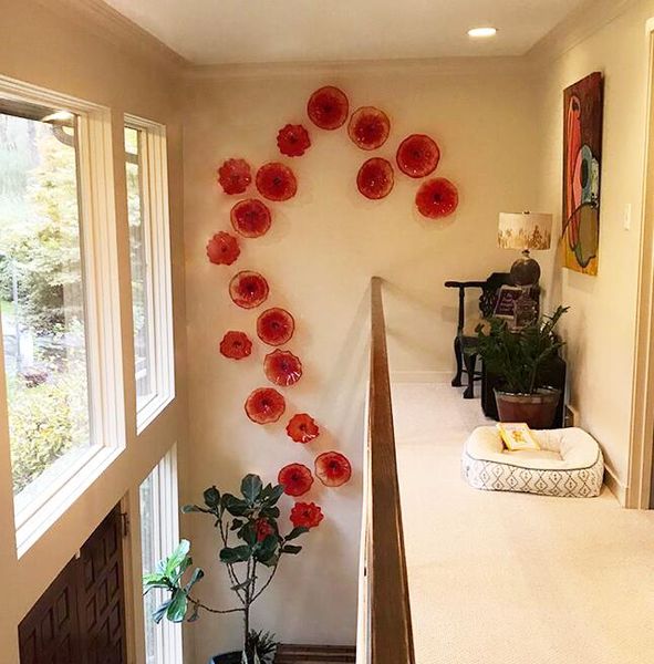 Modische rote Glas-Blumenplatte, Murano-Lampen, Kunst, Villa, Hotel, Kunstdekoration, Wandbehang