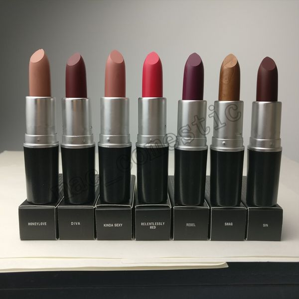 

2020 новых матовой помады водонепроницаемого Velvet Lipstick Sexy Red Brown Пигменты макияж 3g Помады сладкого запах + 1шт Английского названия ePacket