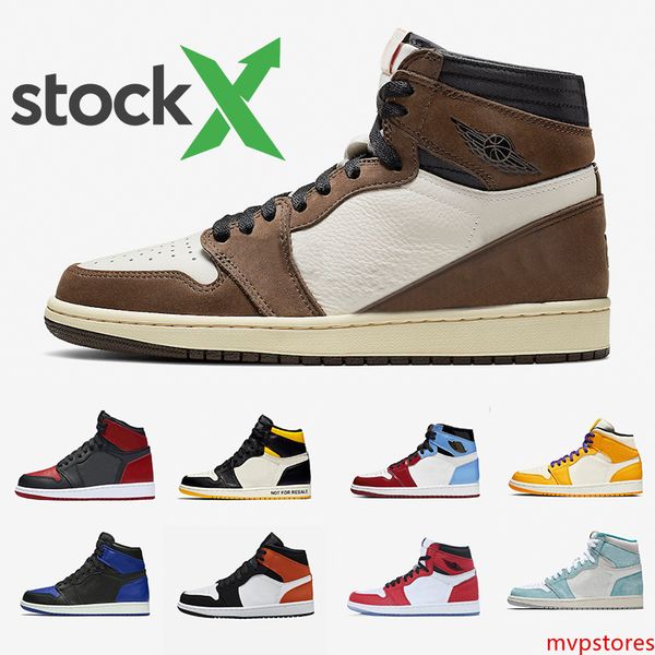 

stock x 1 high travis scotts low fearless mens basketball shoes spiderman 1s cactus jack banned bred toe men women sports designers sneakers