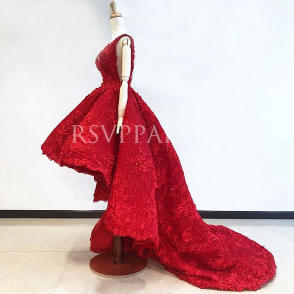 

luxury dubai short front long back beaded lace v-neck arabic red women evening dresses gowns 2019, White;black