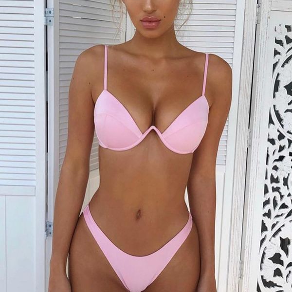 

bikini set swimsuit push up unpadded brazilian bikini set women 4 colors bandage bikini swimsuit triangle swimwear bathing, White;black