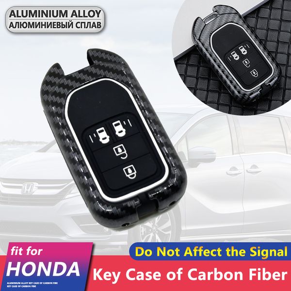 

metal carbon fiber car key cover case shell 4 buttons for cr-v crv cr v rm1 rm3 odeyssey rc1 rc2 keychain ring accessories