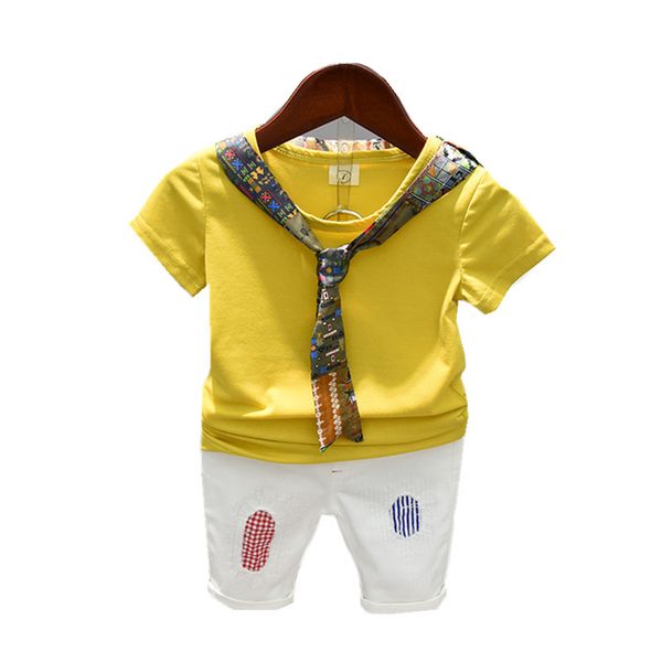 

2020 cotton sports tracksuit children suit baby boys sets summer grils set clothes t shirt+short pants, White